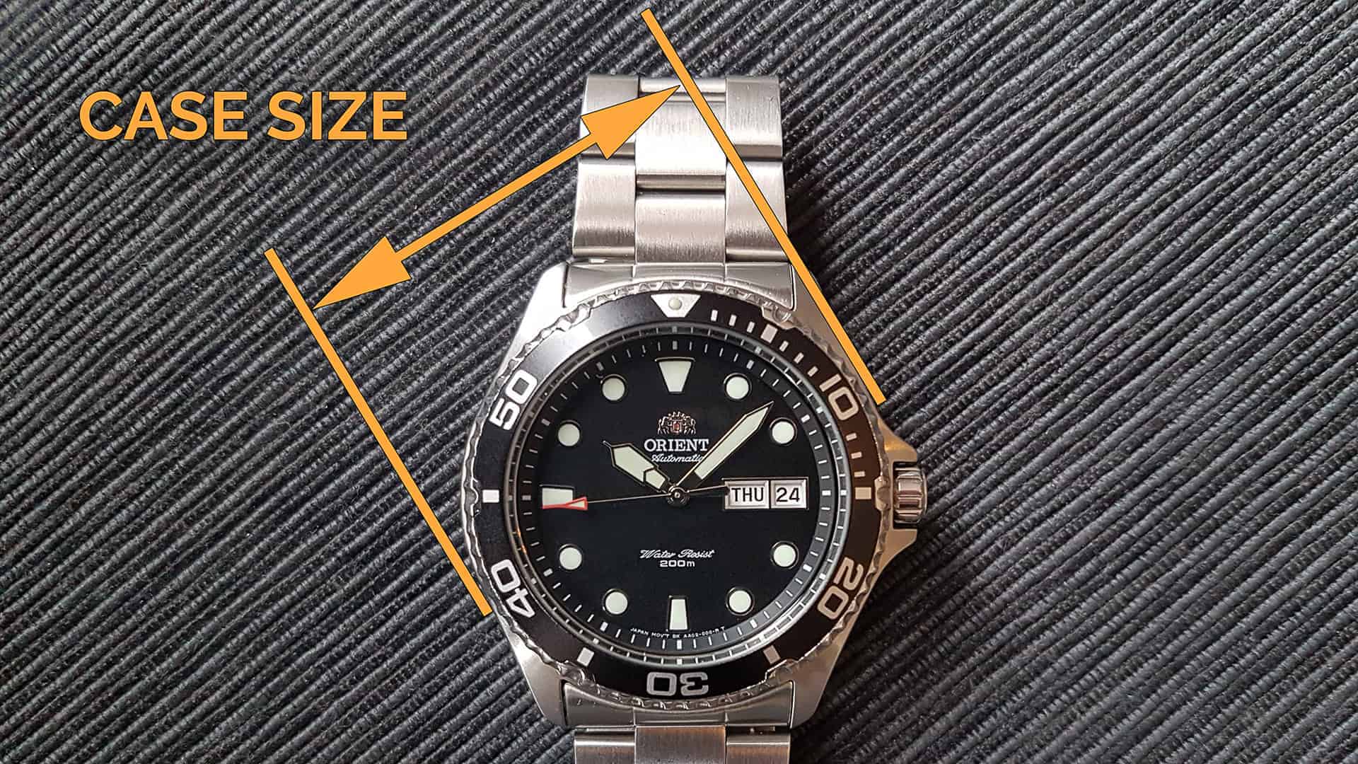 How to measure the watch case size?